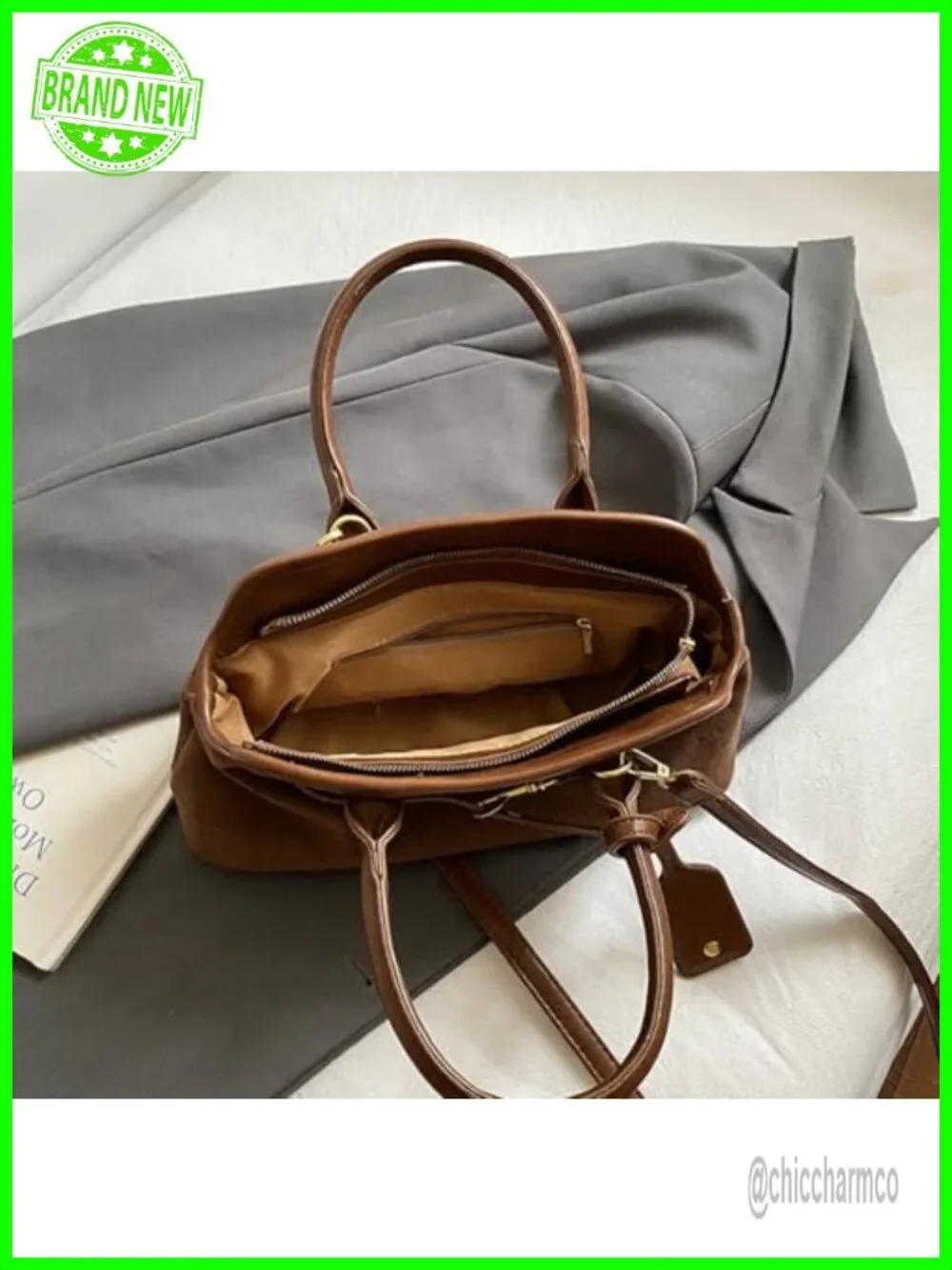 Faux Suede Hobo Bag with Crossbody Strap Vintage Fall Tote